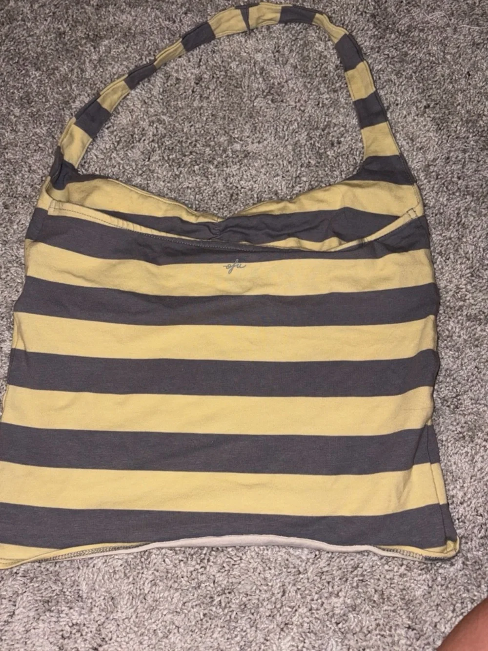Urban Outfitters Yellow and Gray Striped Shower Curtain